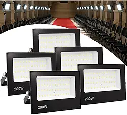 Kit 5 Refletor Led 200w Holofote Bivolt Prova Dágua Luz Frio