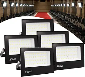 Kit 5 Refletor Led 200w Holofote Bivolt Prova Dágua Luz Frio