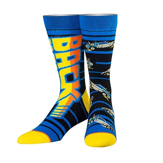 Odd Sox, Back To The Future, Funny Retro 80's Men's Crew Socks, 88 MPH, Large