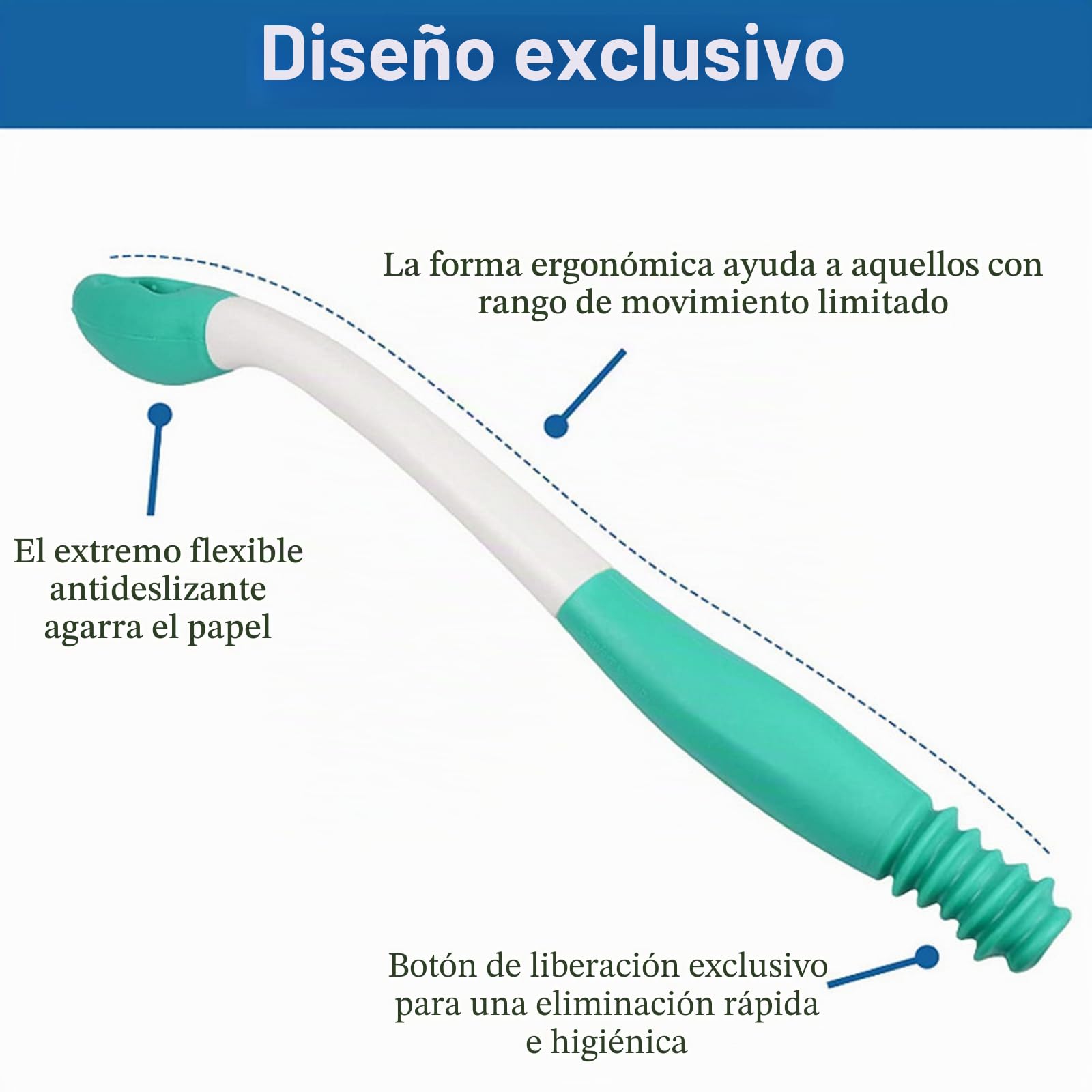 Juego de herramientas para limpiar el inodoro, limpiador de glúteos con mango largo, cepillo de bañera antideslizante con mango curvo y cepillo curvado para personas con sobrepeso, ancianos y