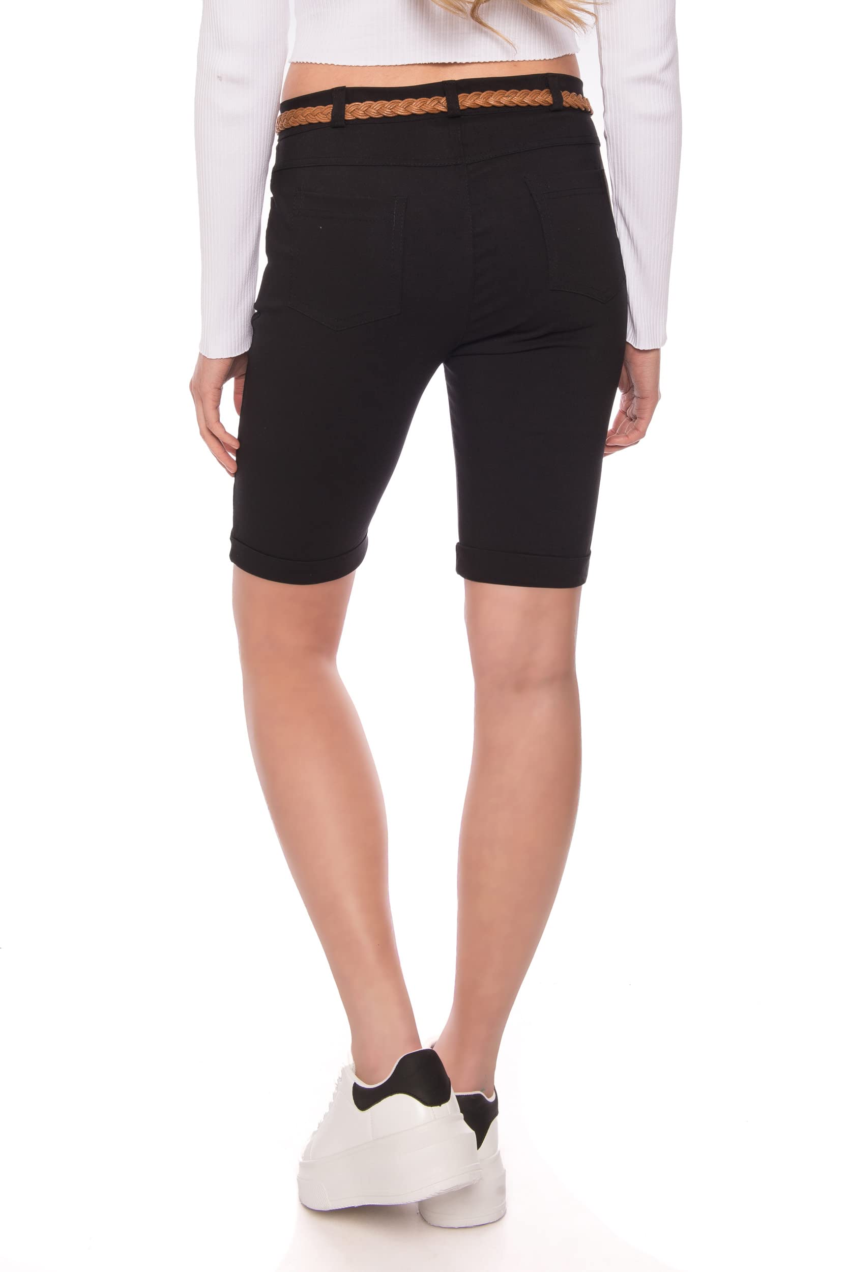 Kendindza Pantalones cortos chinos para mujer, bermudas cortas para mujer, hasta la rodilla, pantalones cortos de verano, elegantes