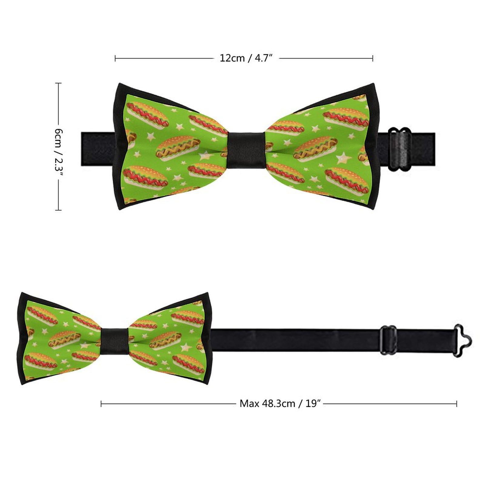GoasNei Funny Hot Dog Lover Bow Tie for Men Adjustable Necktie Funny Tie Neck Ties for Weddings Party