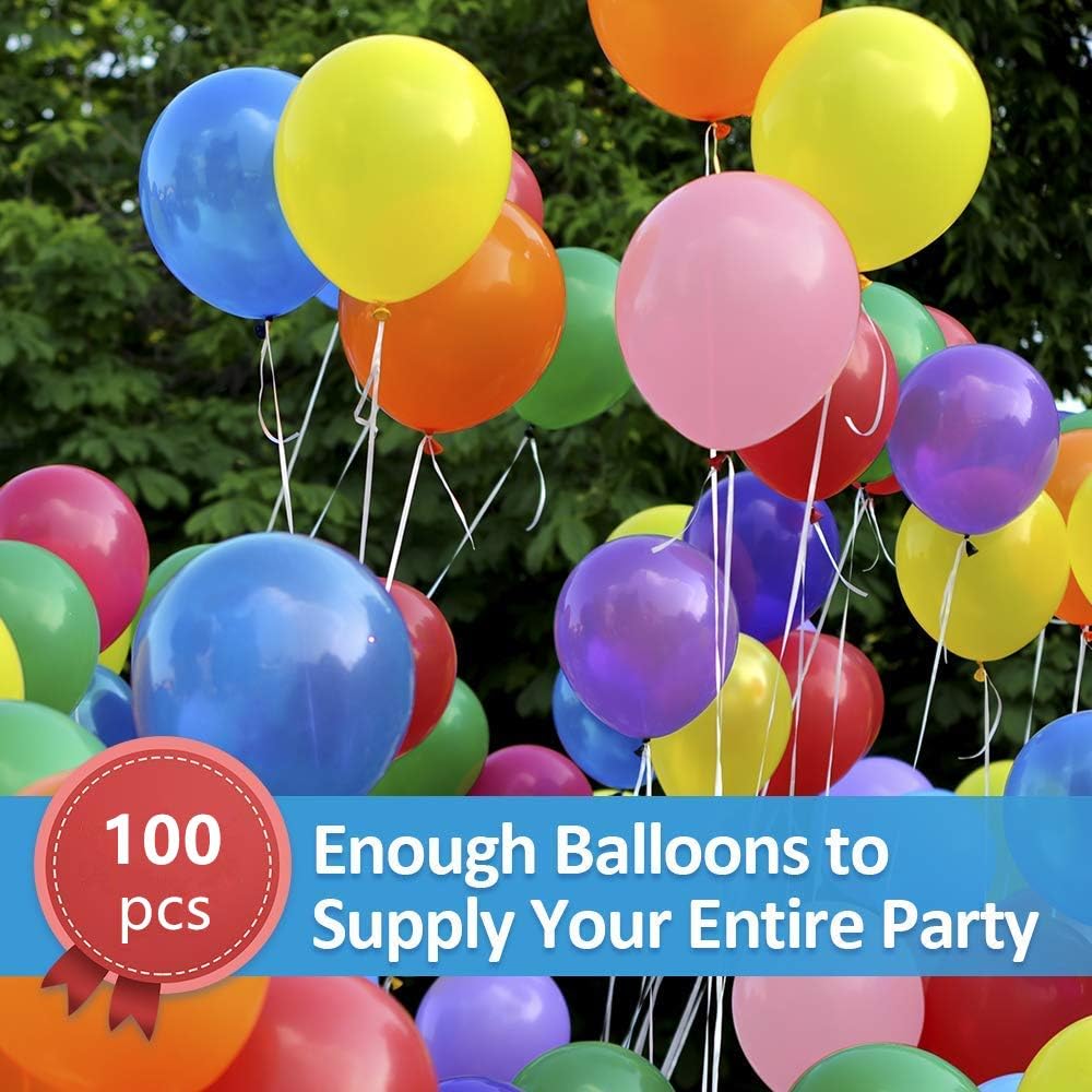 SCCJGL 100 Pack Party Balloons 10 Inch Strong Latex,Multicolor Balloons For Helium Or Air Use,Assorted Colors Balloons Bulk for Kids Rainbow Party for Birthday Wedding