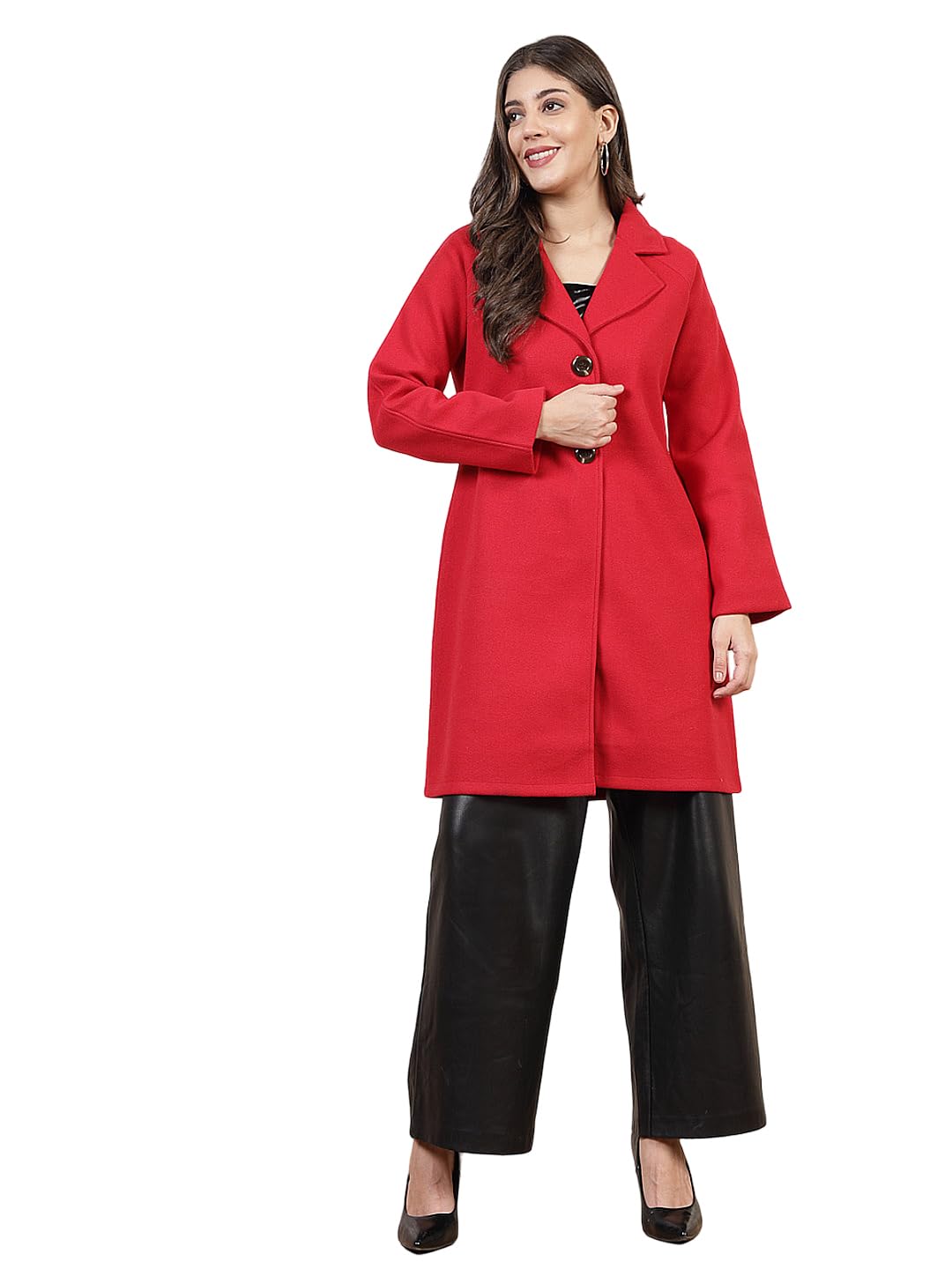 poshbery Red Black Flap Overcoat-picture-16