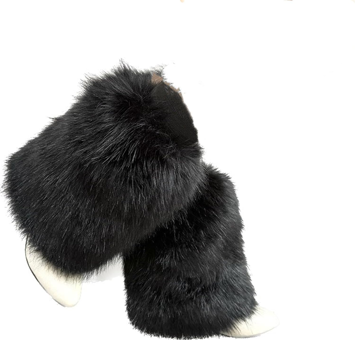 Women's Winter Furry Mid-Calf Leg Warmers With Fluffy Big Real Raccoon Fur Warm Leg Covers For Snow Boots