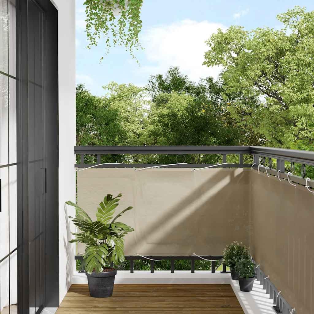 Écran de balcon polyester Oxford beige avec œillets protection solaire extérieur jardin