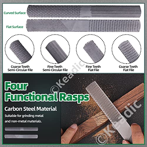 Keadic 8Pcs 9" 10" Adjustable Spokeshave Kit Contains Manual Planer with Flat Base Replacement Metal Blades 4-Way Rasp File and Portable Woodworking Planes for Deburring Carving Crafting - Image 4