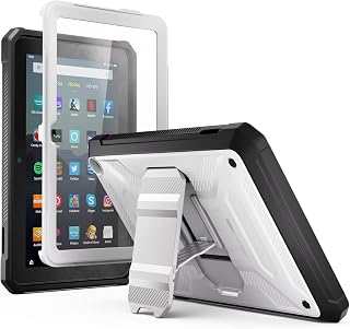 All-New Kindle Fire 7 Tablet Case (12th Gen, 2022 Release) - Sanyetral Lightweight Armor Series Full Body Rugged Hands-Free Viewing Stand with Screen Protector for Amazon Fire 7" Kids Tablet - Grey