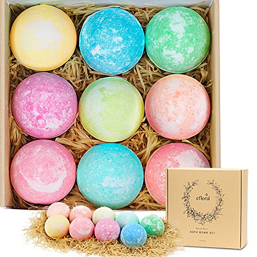 EL Efloral 9pcs 4.2oz Bath Bombs Gift Set Handmade Fizzy Bath Bomb with Essential Oils Bubble and Spa Bath Sets for Women Gifts Xmas Gifts Gifts for Women