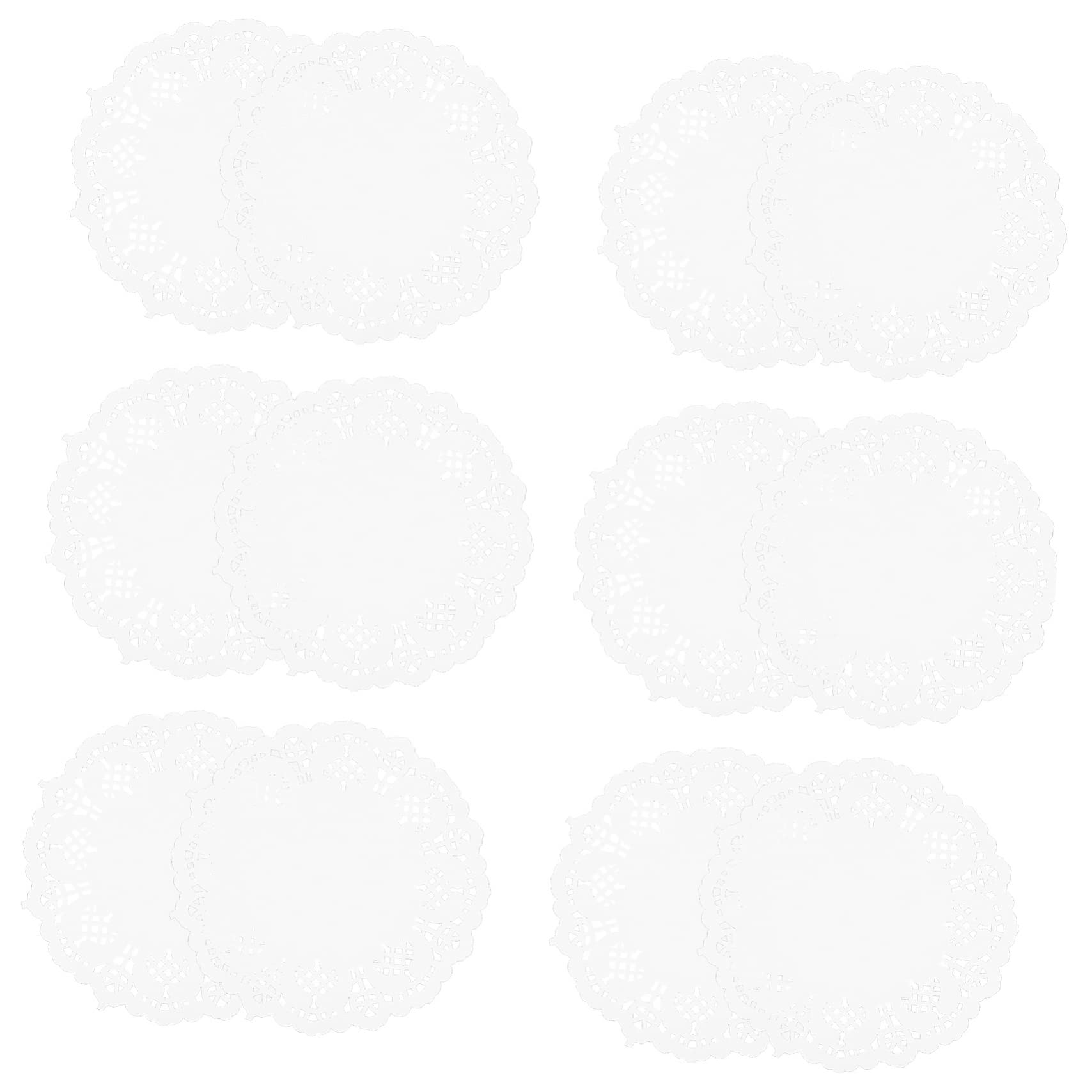 Unomor Lace Paper Placemats Set 100pcs Round Cake Doilies Food Paper Pads for Baking Parties Weddings