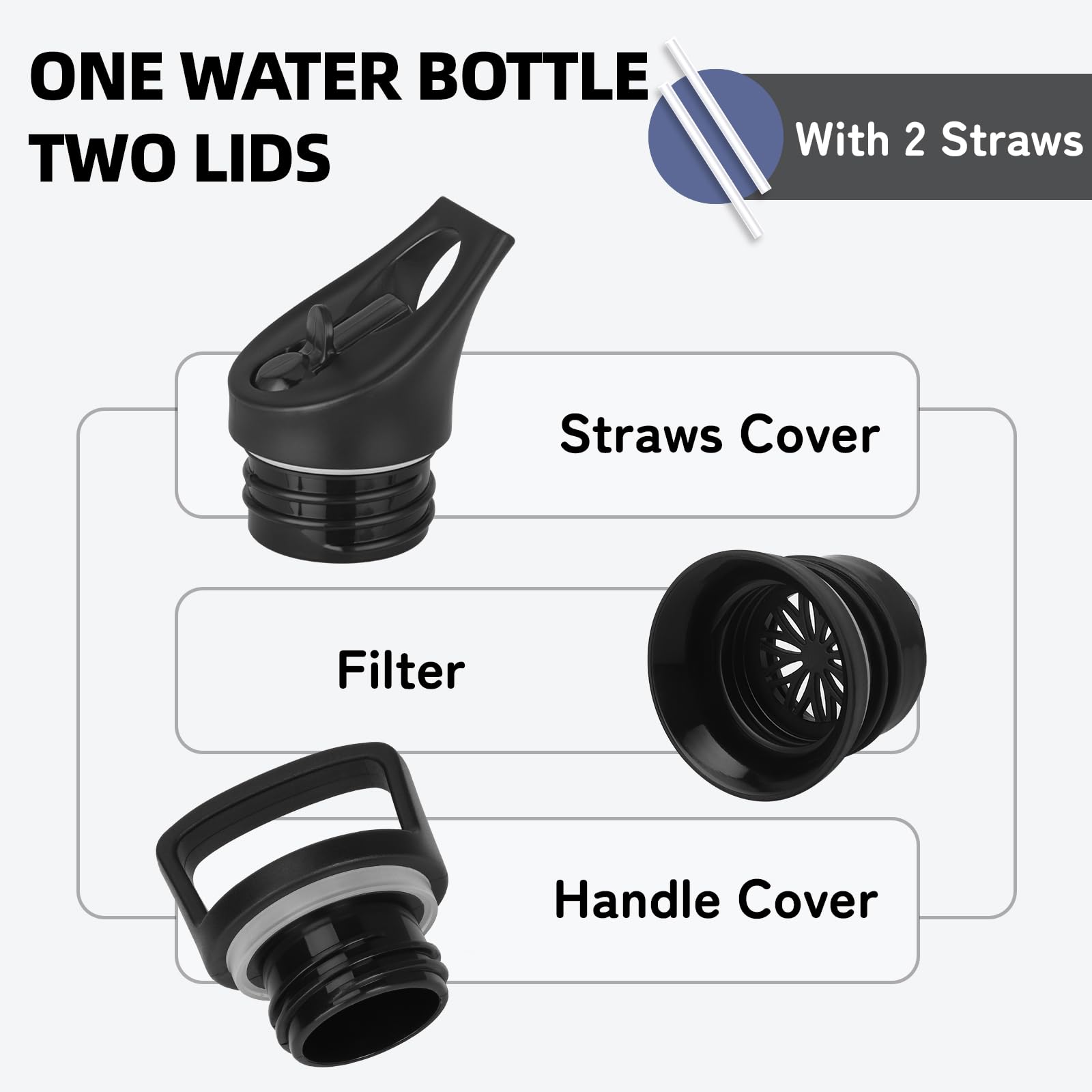 Borraccia Termica- 1 litro- Borraccia Senza BPA- Bottiglia Termica Con filtro e Cannuccia- Borracce Termiche- Mantiene Caldo per 12 Ore/Freddo 24 Ore, Borracce per Trekking, Yoga, Ciclismo