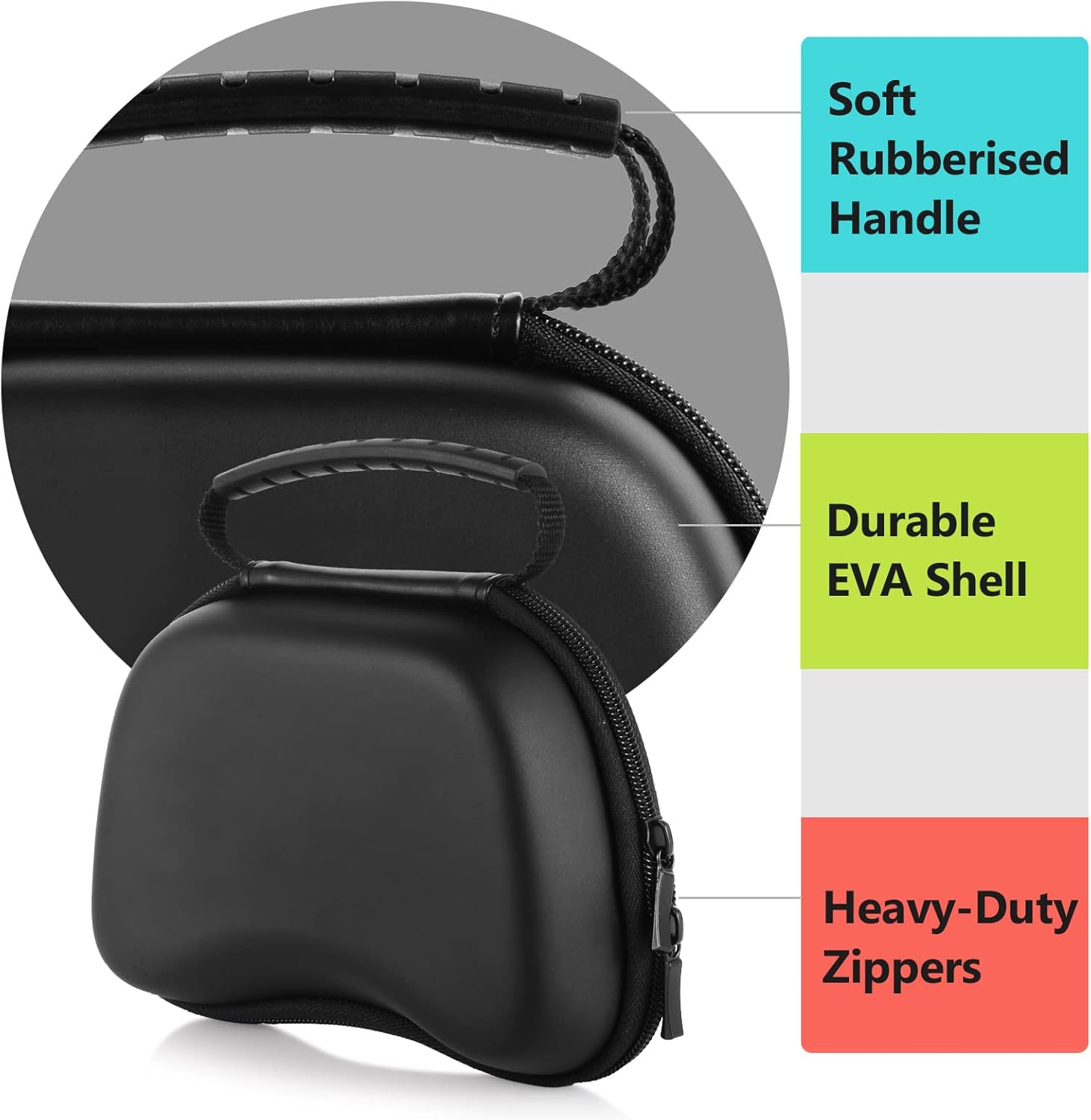 TERIOS Universal Carrying Case for PS5 Controller, PS4 Controller, XBox one and More for Traval and Storage, Storage Case with Durable Zippers, Rugged Handle, Portable and Compact Hard Shell Carrying