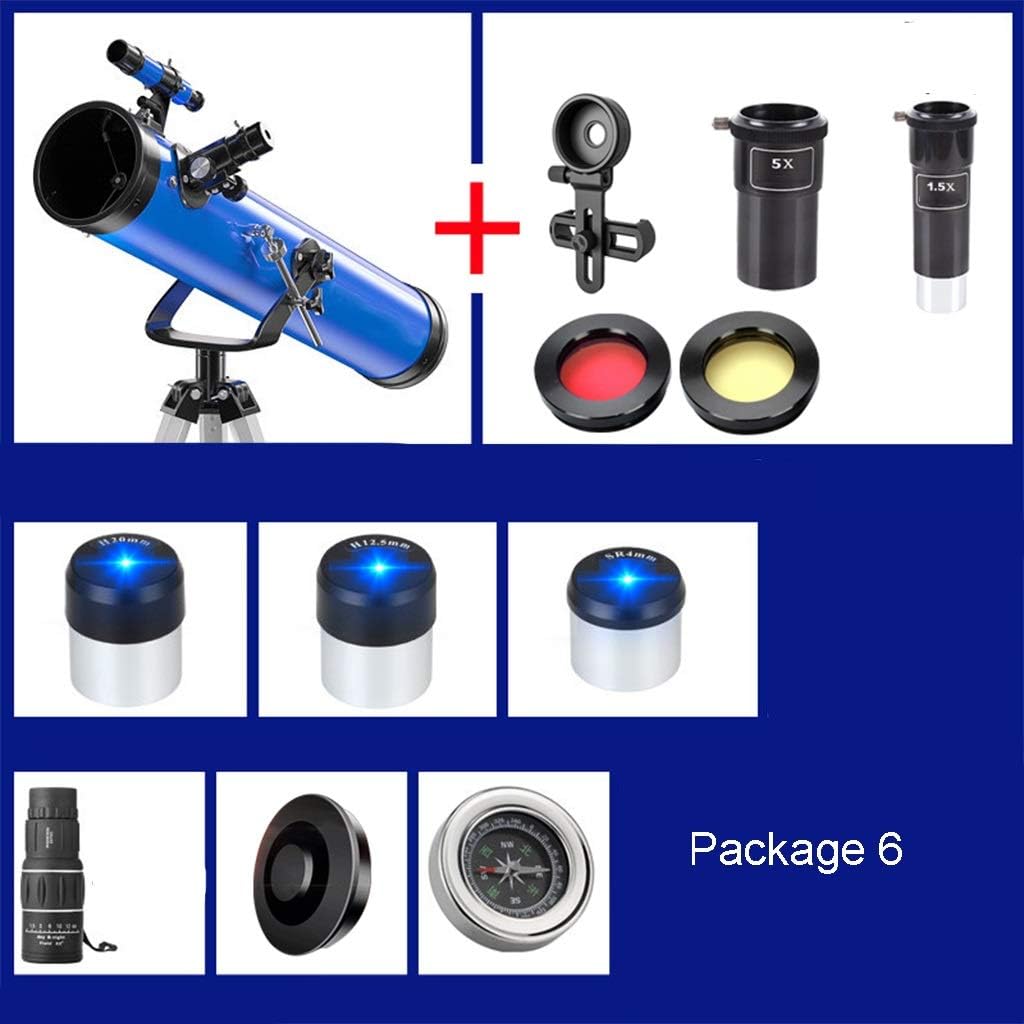 Beginner Astronomy Telescope for Kids & Adults with Adjustable Tripod,114mm Large Diameter,Portable Travel Astronomy Telescope Gifts for Adult Students and Children (Color : Package 6)