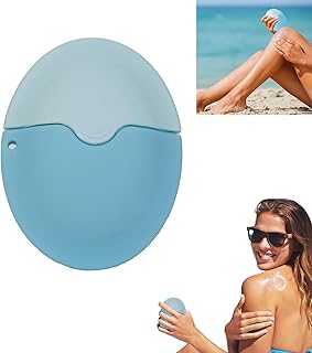 Aplicador de Crema Solar, Aplicador de Protector Solar, Aplicador Portátil de Crema Solar, Botella Aplicadora Enrollable Recargable, Material de Silicona, para Uso en Niños y Adultos (Azul)