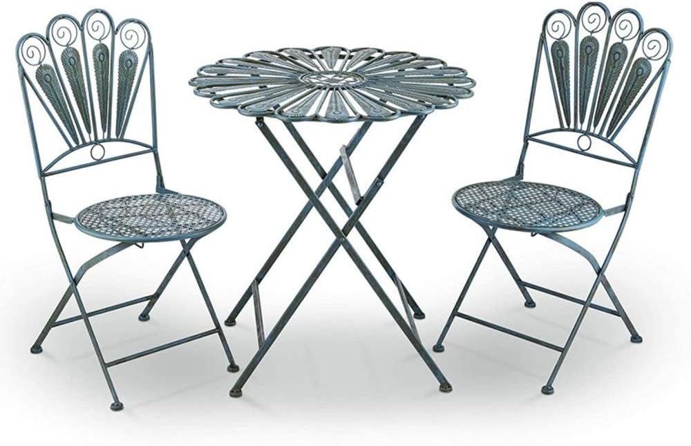 LONGL Wrought Iron Garden Table and Chair Combination 3