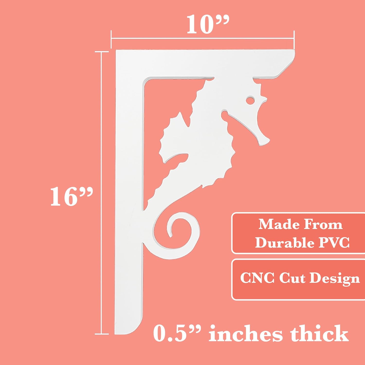 JennyGems Seahorse Decorative PVC Mailbox or Porch Bracket, Mailbox Decor for Outside, Beach Coastal Theme, 16 Inch, Made in USA