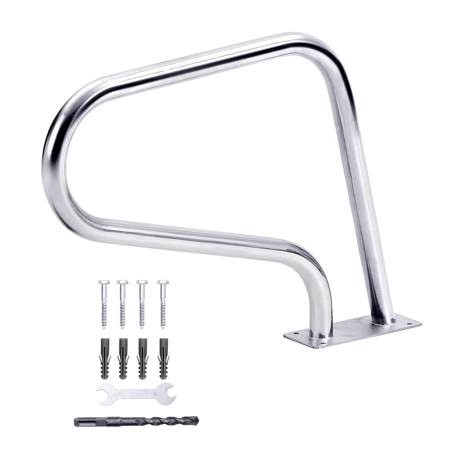 AffinityFurn Rustproof 304 Stainless Steel Pool Handrail – Inground Safety Grab Bar with Blue Non-Slip Grip – Heavy Duty, 250 lbs Capacity, Deck Mounted for Steps, Spa, Hotel – Integrated 30x22 Inch