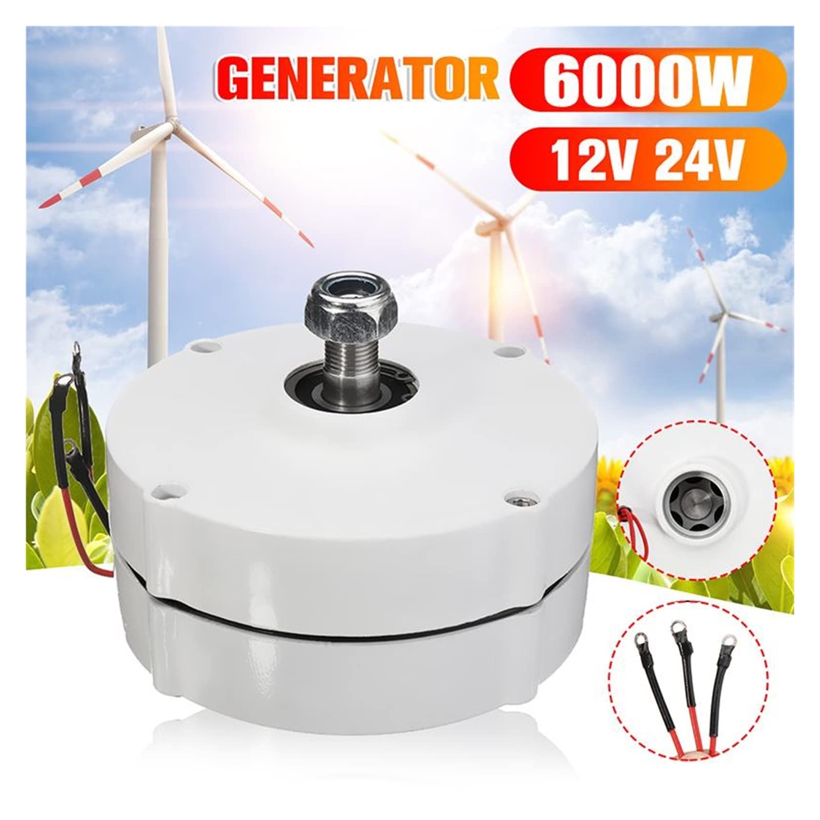 6000W 12V 24V silnik generatora 3 prąd fazowy PMSG prąd przemienny z magnesami trwałymi silnik alternatora do generatora z turbiną wiatrową silnik wysokoprężny Efektywność(24V)