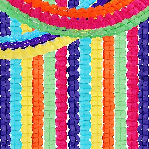 Image of Rainbow Mexican-Theme Party-Decorations Streamers Garland - 157Ft Colorful Birthday Supplies Four-Leaf Clover Hanging Banner,Hot Pink Orange Green Yellow Purple Blue Summer Baby Shower Decor Hugtmr
