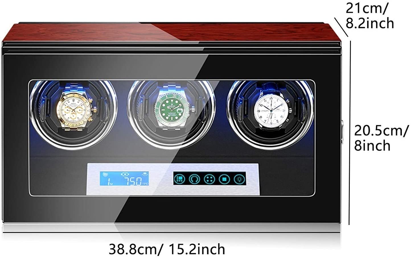 Rotomat do 3 zegarków automatycznych, cichy silnik, ekran LCD