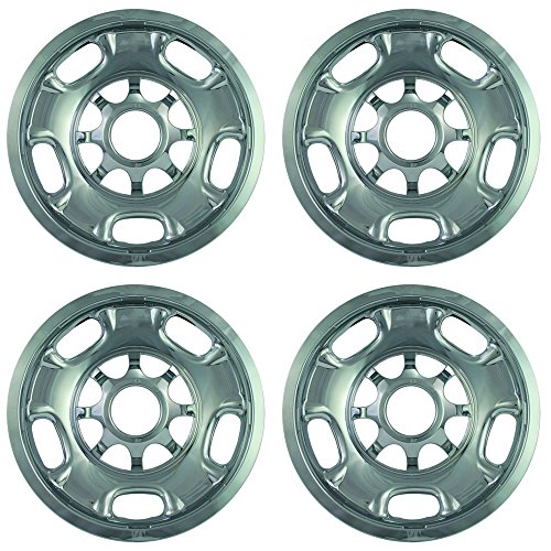 OxGord Wheel Skins for 11-24 Silverado, Suburban, Sierra 2500/3500 (Set of 4) - Impostor ABS Chrome Wheel Cover for 17 inch Steel Wheels - Auto Accessories Tire Rim Replacement Cap Covers