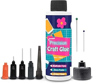 FXOEE Craft Glue Quick Dry Clear 4fl oz / 120ml, Precision Art Craft Glue Adhesive with 5 Tips Kit Applicator for Paper Cr...