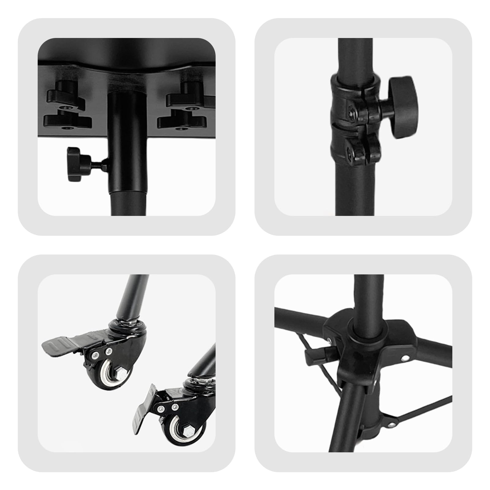 Banco de trabajo móvil, mesa de herramientas con ruedas, altura ajustable 60 – 90 cm, carro de herramientas móvil con bandeja de metal y 2 soportes para herramientas, bandeja de herramientas para