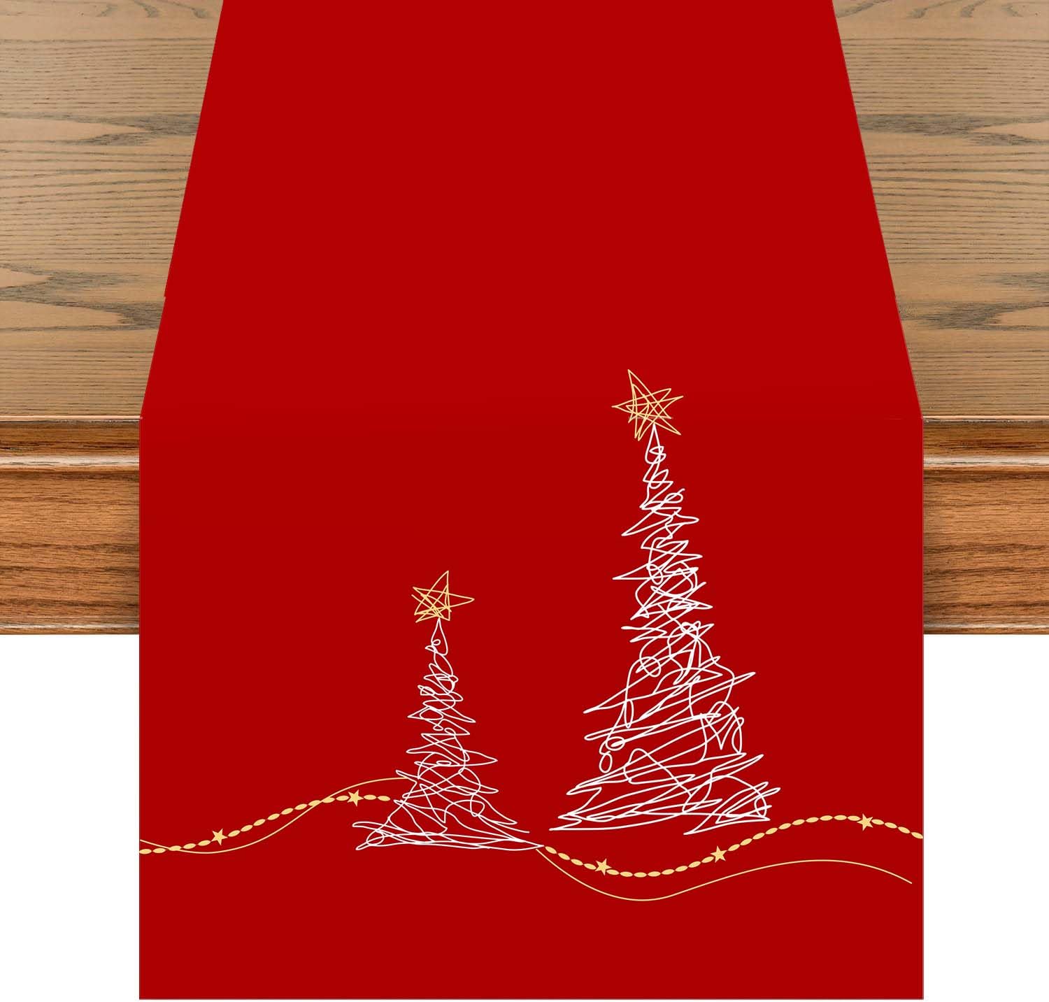 khevga Table Runner Tablecloth Christmas Modern in Grey with Embroidery Gold Silver (Red)