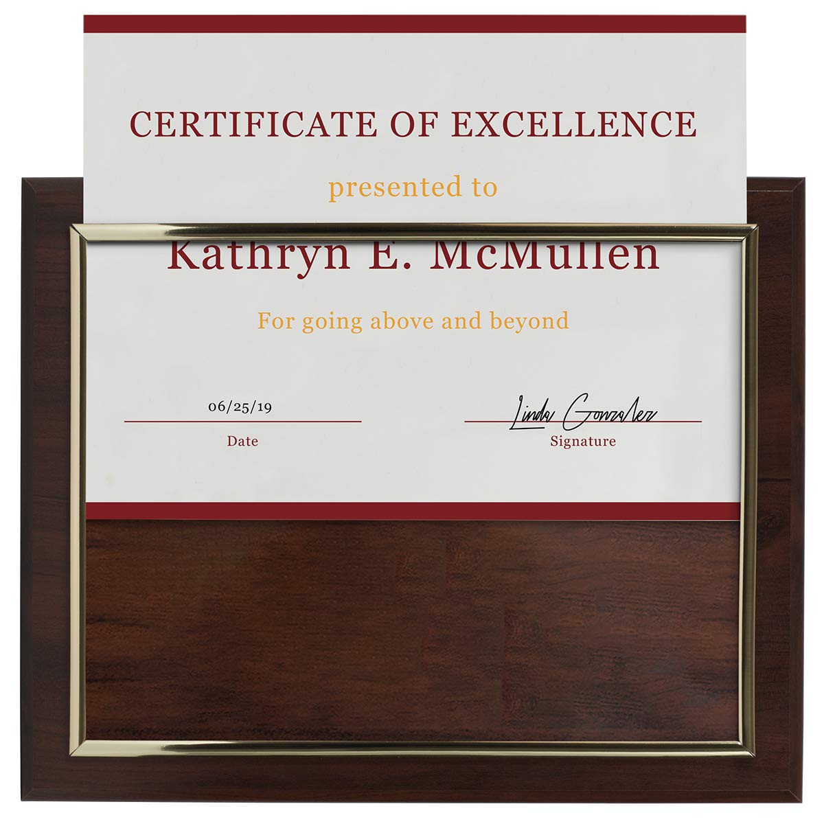 Buy Slide in Document Plaque with Silver or Gold Frame Display