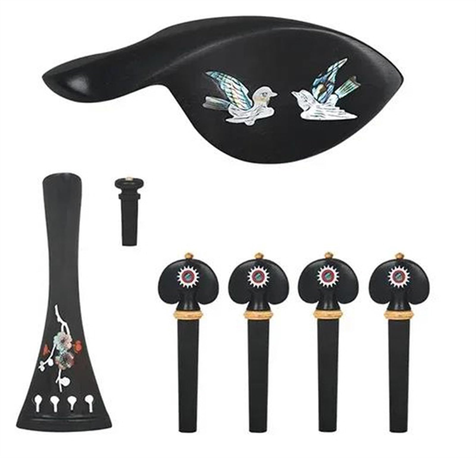 Accessori per violino 4 Pezzi 4/4-3/4 Strumento A Corde Di Violino Parte Di Violino Tirare Piatto Della Corda+albero Della Corda+chiodo Della Coda+accessori Del Resto Della Guancia