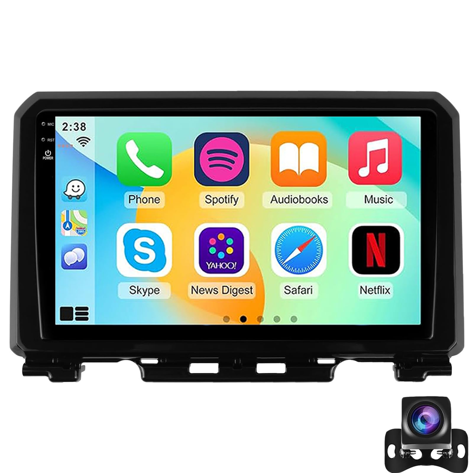 Dcoiek Wireless CarPlay Car Radio For Su-zuki Jimny 2019-2025 9-Inch 2-DIN Multimedia Stereo With GPS Navigation FM/Bluetooth Receiver 4G/5G WiFi DSP SWC Mirror Link Rear Camera(Color:WIFI 1G+32G)