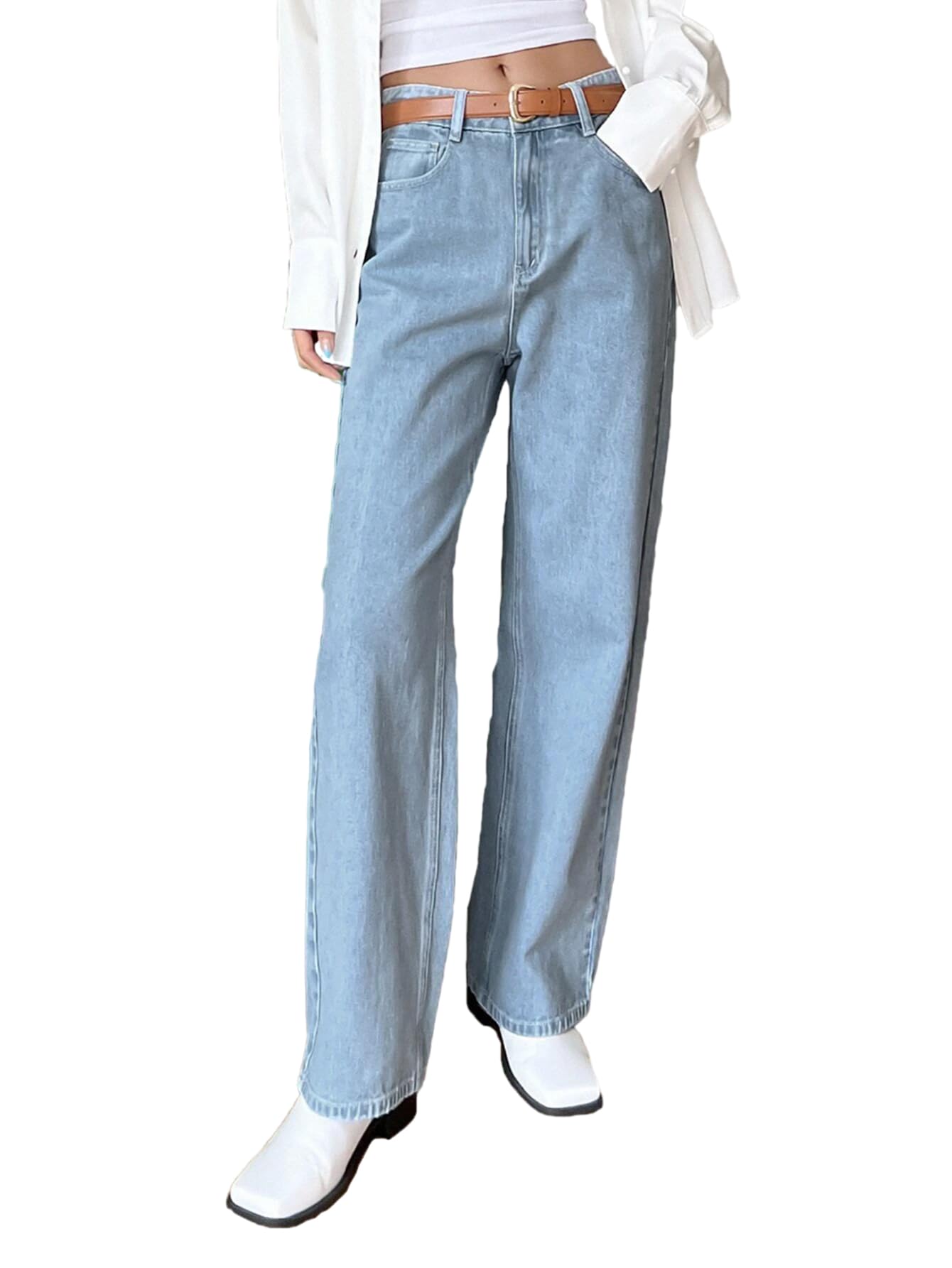 kotty Structured Fit Jeans – Women's Mid Waist Straight Leg Cut-picture-44