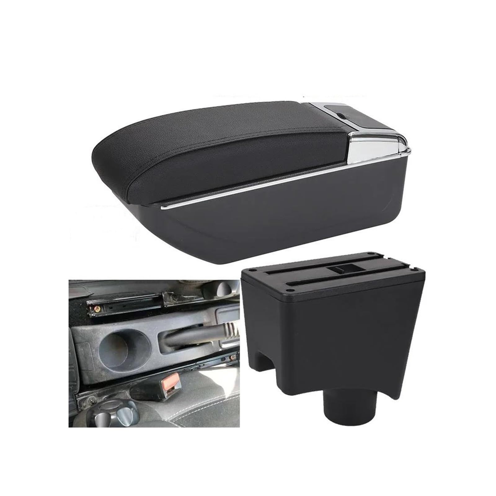 OOPUHKSY For Dacia For Renault For Sandero For Logan 2 Armrest Car Armrest Box Storage Box Car Accessories(B2 black line 7USB)