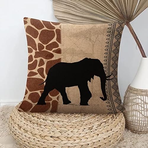 Bbkd Set Of 4 African Animals Outdoor Decorative Throw Pillow Covers 16X16 Inch,Zebra Pattern & Leopard Pattern Linen Square Cushion，For Living Room Couch And Bed （African Animal,16X16） #TOP2