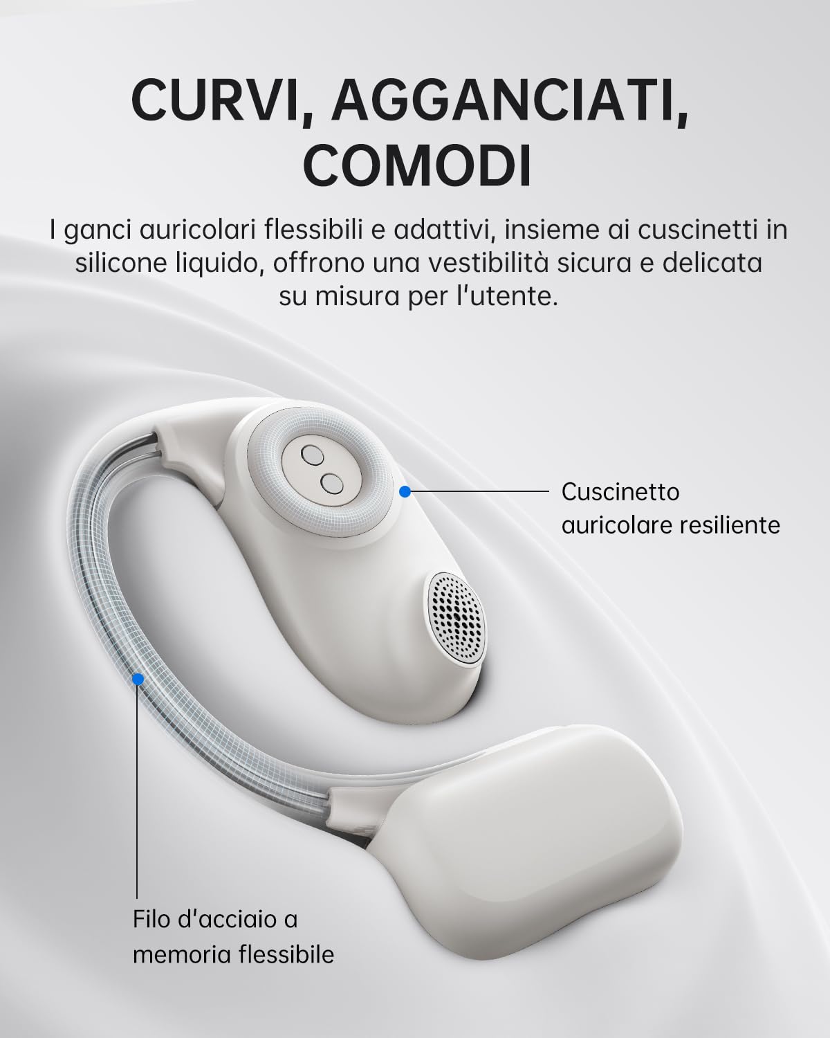 Baseus Bowie MF1 - Cuffie auricolari aperti, Bluetooth, acustica direzionale, bassi potenti, ultra leggere, IPX4, impermeabili, microfono ENC, cuffie senza fili, Bluetooth 5.4, per corsa, allenamento