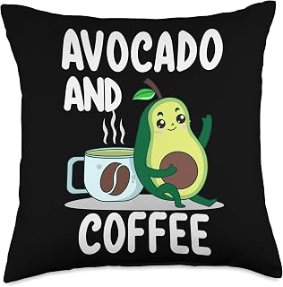 Avocado and Coffee Lover Keto Vegan Vegetarian Avocado Throw Pillow