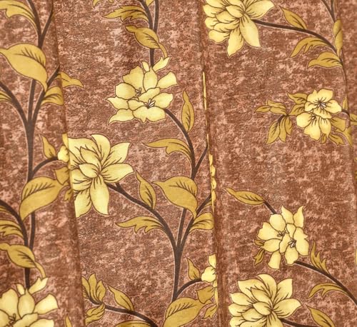 Image of Heavy Polyester Floral Printed Long Door Light Filtering Curtains for Living Room Bedroom Hall Room, 9 feet Long Door, Brown, Set of 2