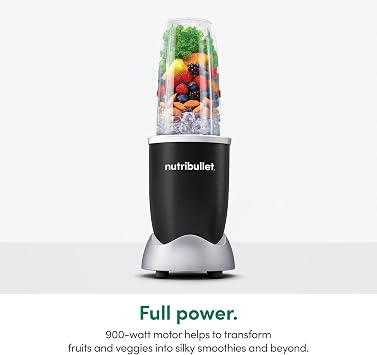 nutribullet Pro 900W Personal Blender, 13-Piece Set, 32oz and 24oz Cups, Extractor Blade, Smoothies, Food Prep, Blends Ice and Frozen Fruit, Onyx Black, NB9-1301AK