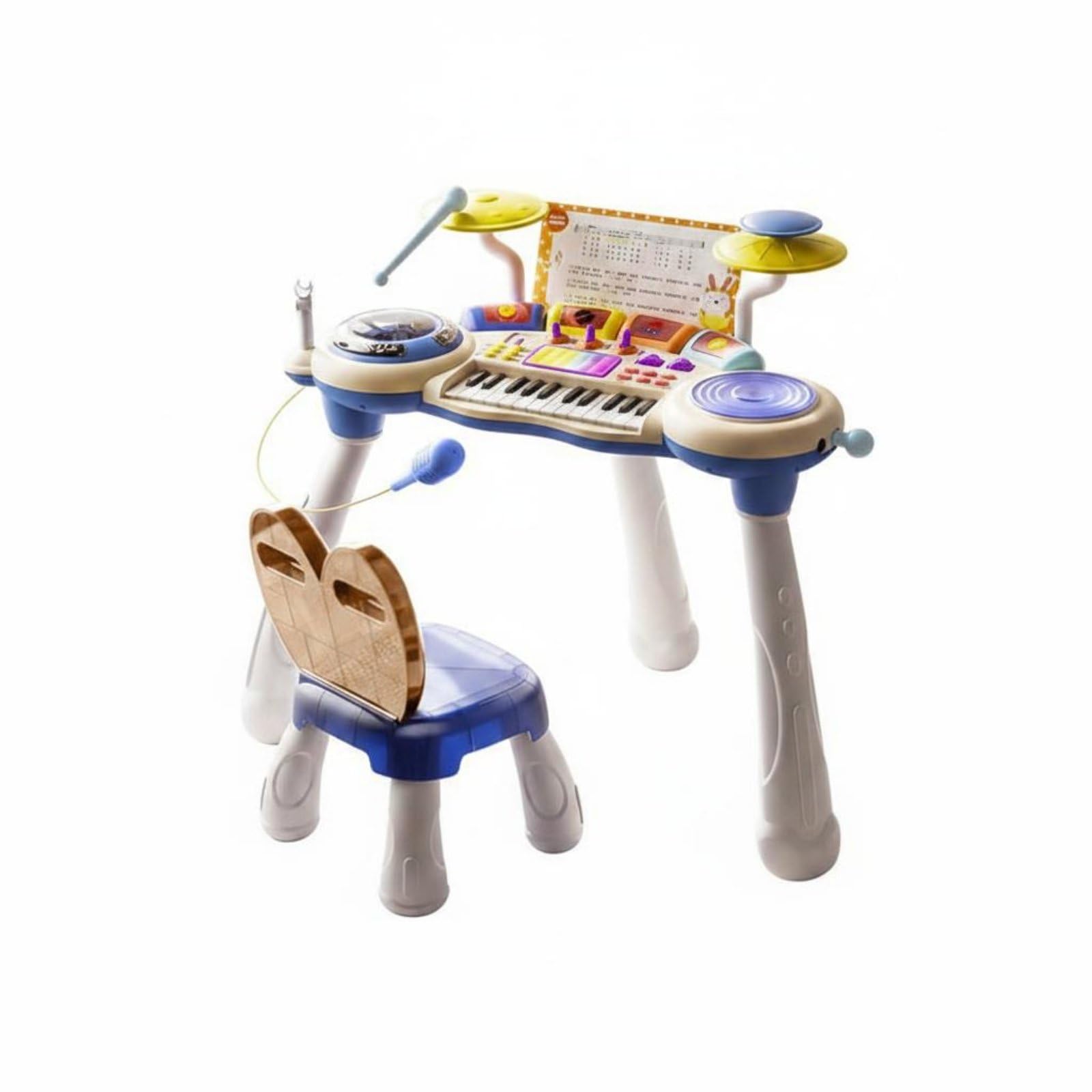 Teclado DJ Infantil Didáctico Piano de Juguete Multifunción Educativo Teclado Piano Infantil para Niños, Principiantes, Aprendizaje Temprano , Azul