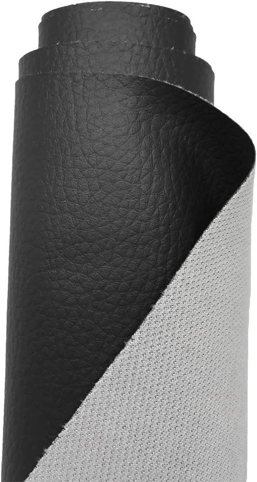 A-Express Grained Faux Leather Fabric Waterproof Heavy Duty Leatherette Vinyl Leathercloth Upholstery Textured Material - Black 2 Metres 200cm x 140cm