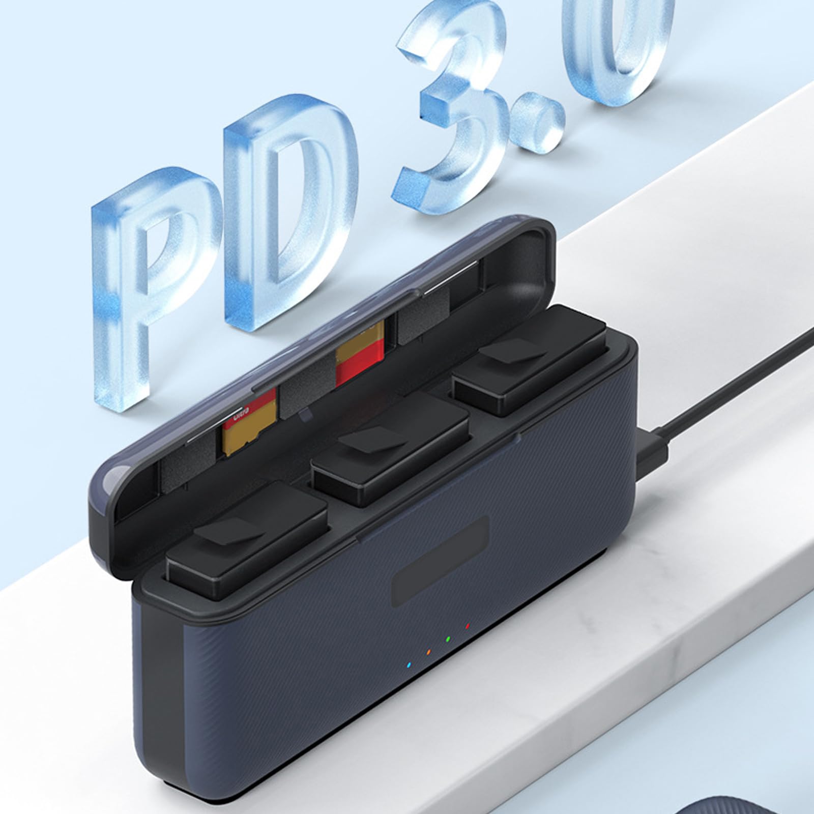 Charge rapide pour 13 avec fente pour carte USB de type C Quick PD3.0/PD2.0 3 batteries Charge simultanée Fast Box Batterie