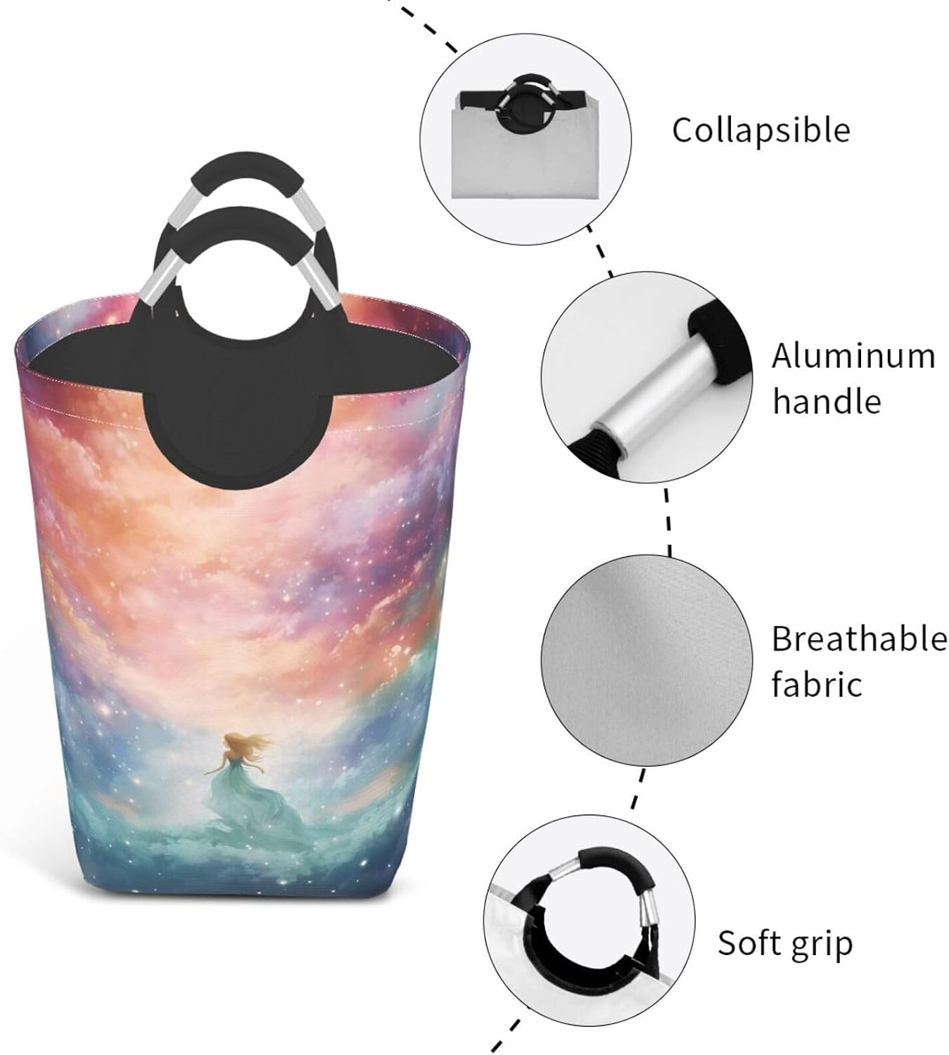 Fantasy Paradise Space Foldable Square Storage Bag, 50L Dirty Clothes Laundry Basket, Suitable for Laundry Room, Dormitory, Bedroom