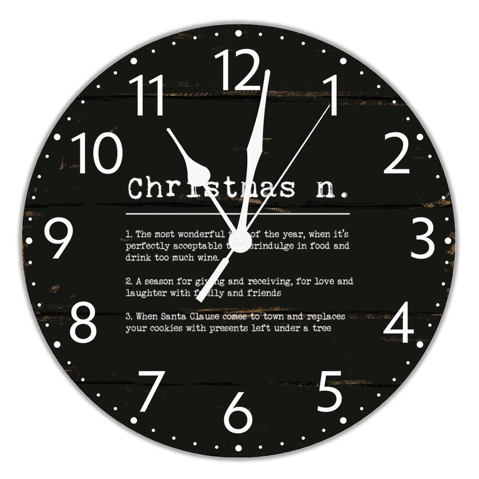 Horloge vintage pour bureau et salon avec cadran de Noël muet