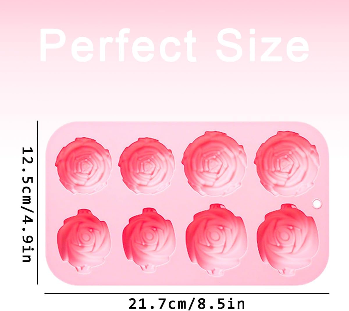 2 Pcs Rose Silicone Molds 8-Cavities Small Rose Flower Chocolate Mold Non-Stick Baking Flower Shape Fondant Mold for Chocolate,Ice Cube,Gummy,Candy,Cupcake Decorations,Candles,Jello