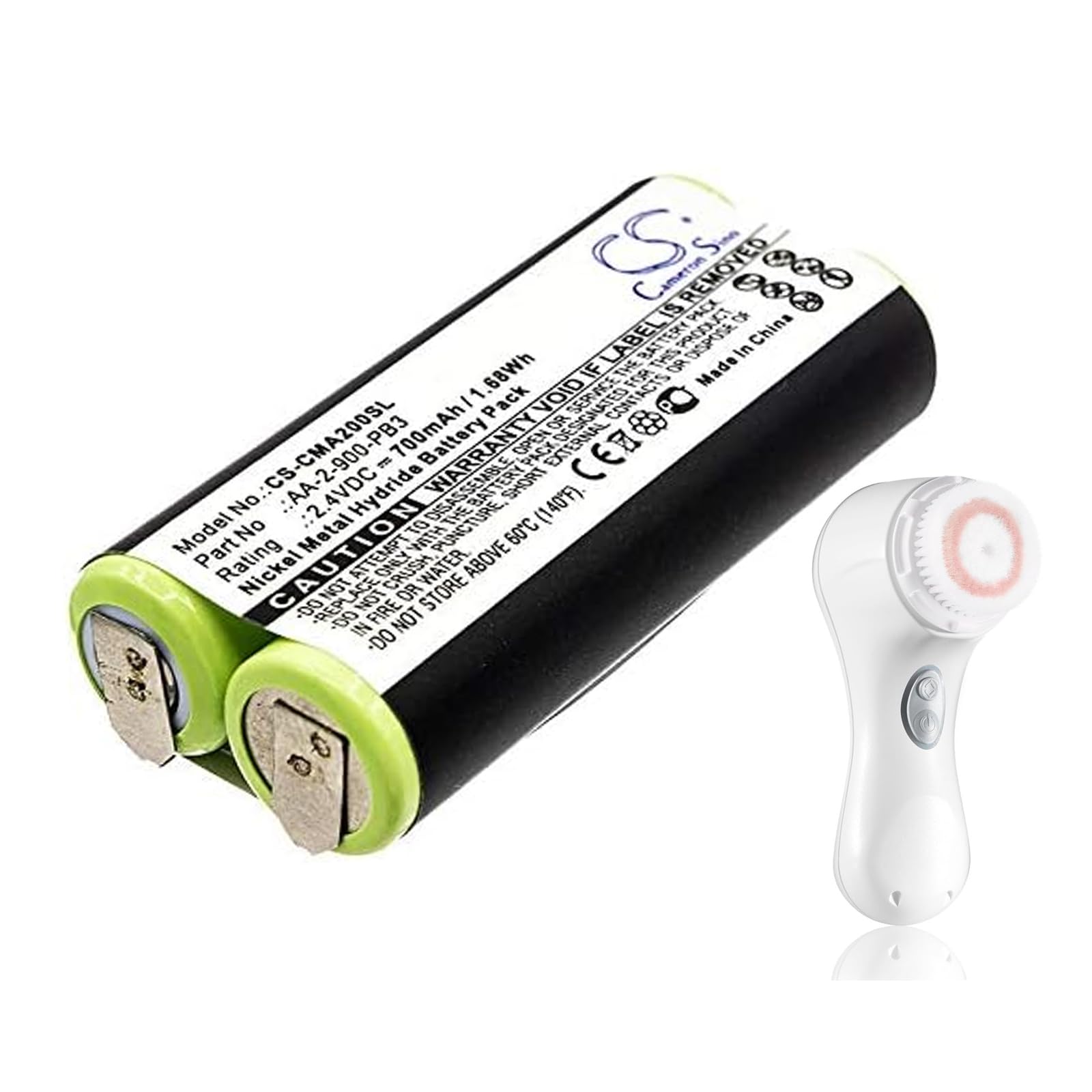 2.4V 700mAh / 1.68Wh Replacement Battery for Clarisonic Mia 2, AA-2-900-PB3