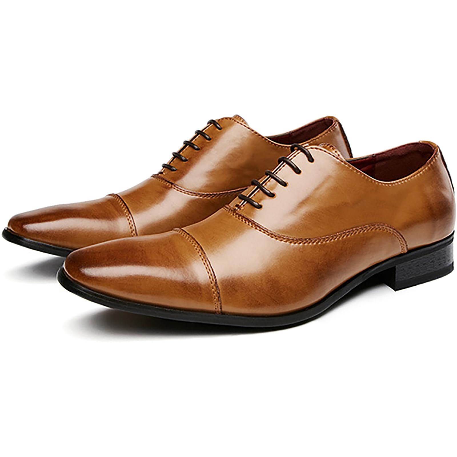 Scarpe Eleganti da Uomo Classiche Derby Formali in Pelle PU Oxford Classiche da Uomo, comode Stringate per Il Matrimonio, Lo Sposo, Il Ballo di fine Anno, L'Ufficio e Il Lavoro,Marrone,42