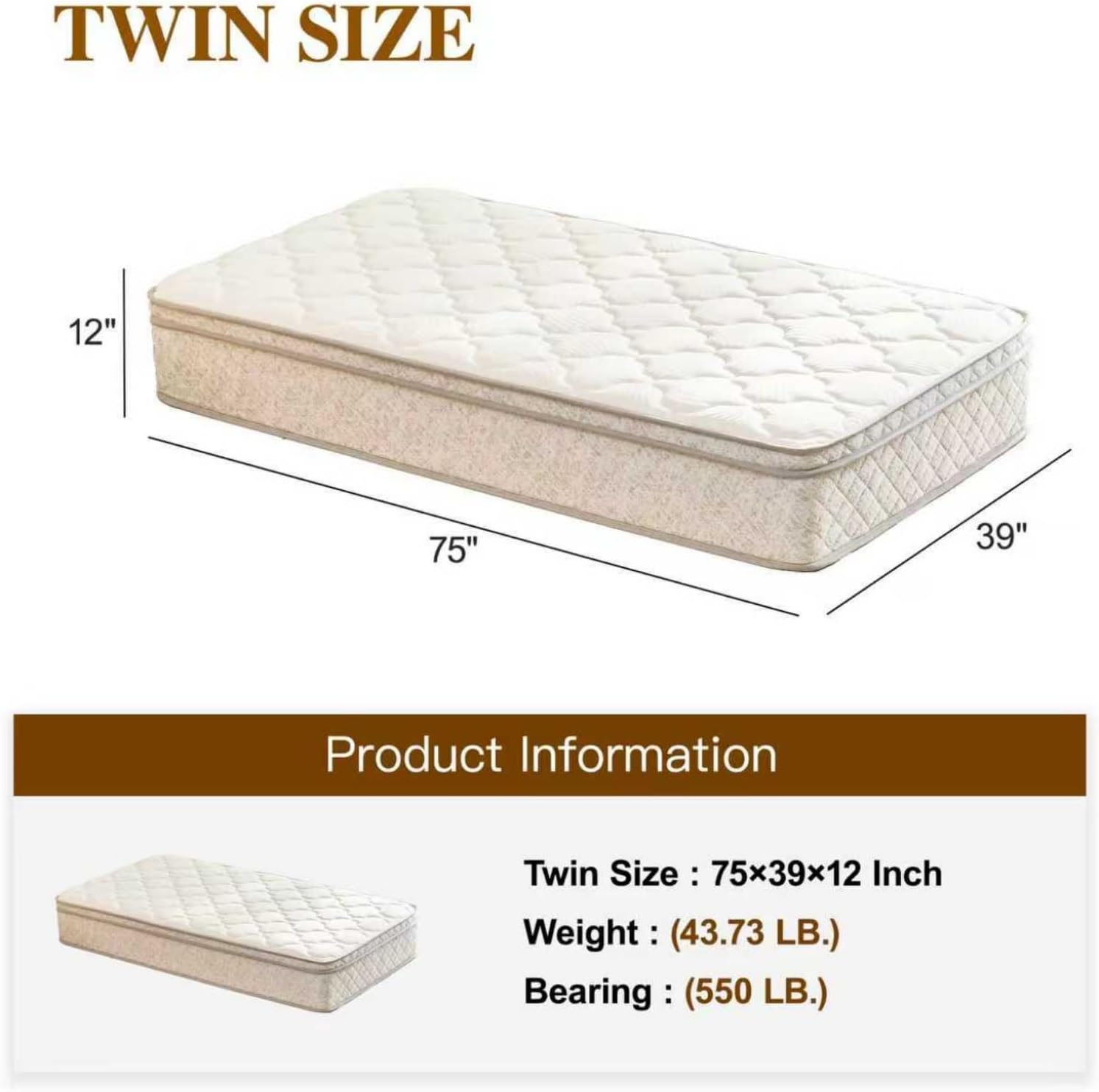 =Twin Size Mattress,12 Inch Hybrid Twin Mattress in a Box with Memory Foam and Pocket Spring for Pressure Relief & Comfort Sleep & Zoned Support, Medium Firm,