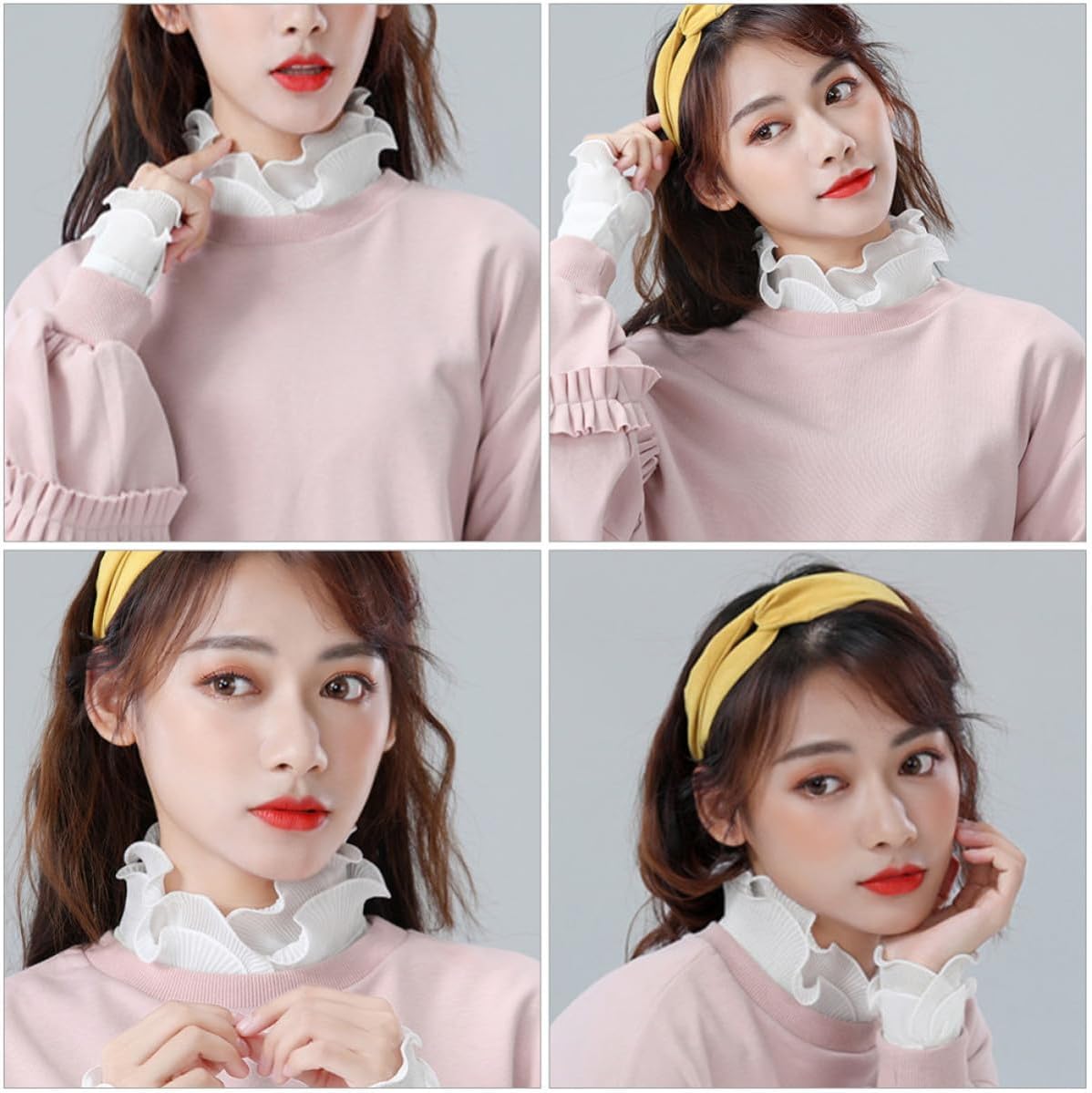 White Chiffon Detachable Fake Collar with Corrugated Edge