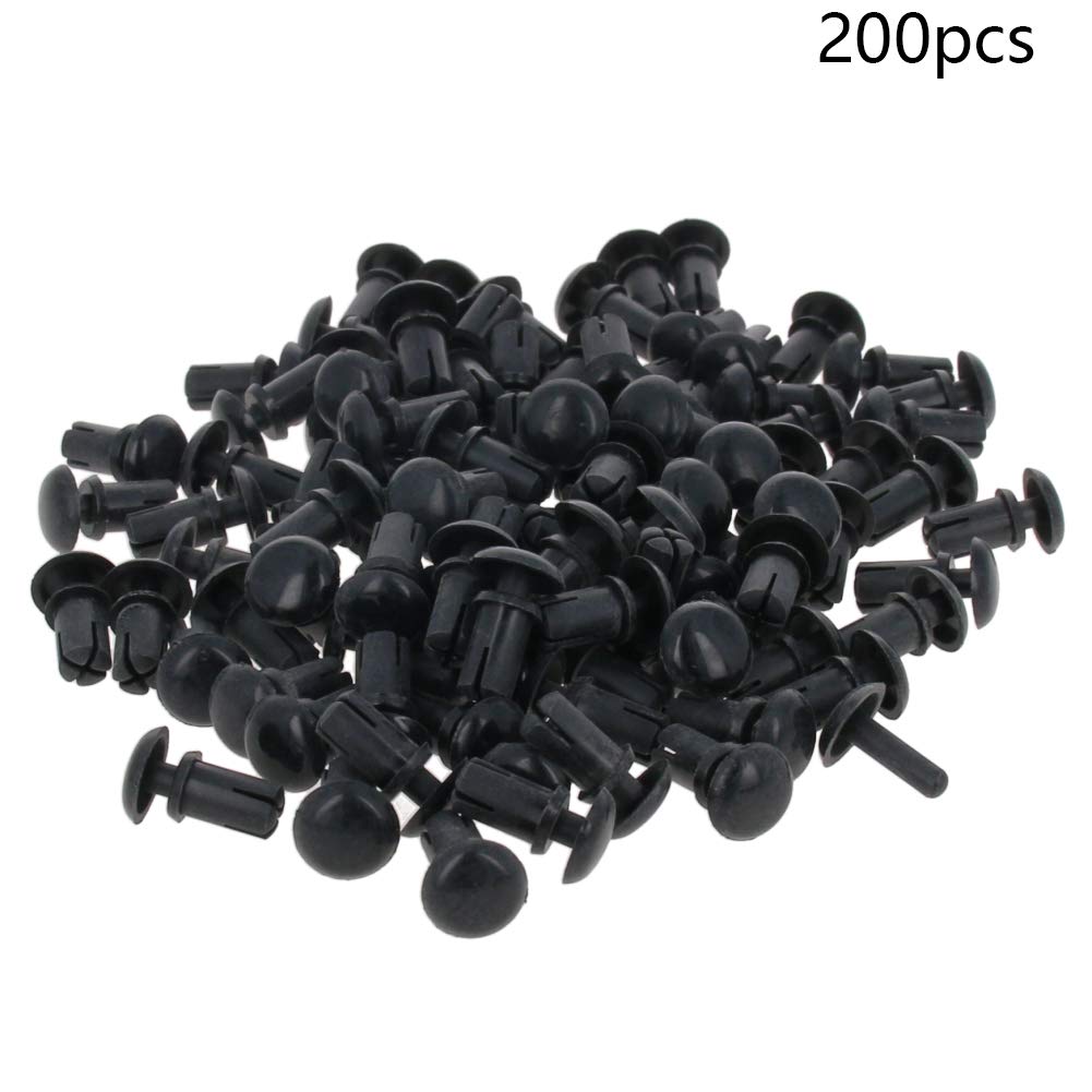 Push Clips Rivets R5085 Nylon 6.5mm Dia Fastener Rivet Clips for Bumper Trim Panel Black 200PCS