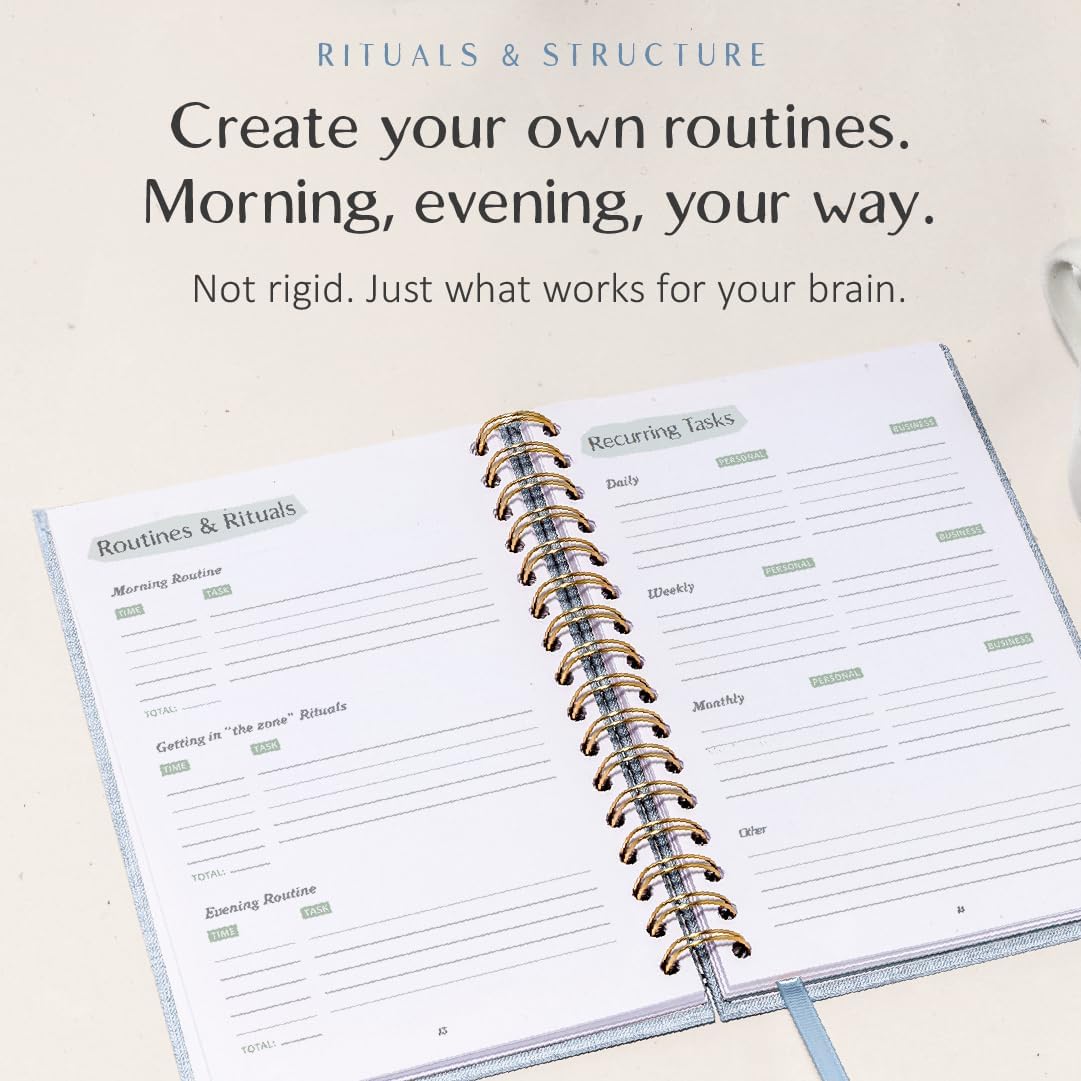 The ADHD Planner - Undated Daily Weekly Schedule Organizer Journal for Disorganized People - Habit Tracker Record Emotions & Mood - Academic Goals - Structure & Focus for Adults Brains (Spiral)